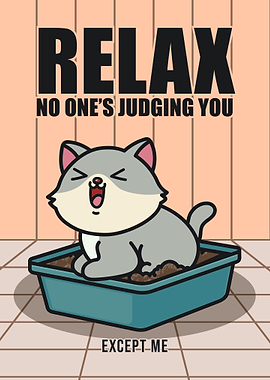 Relax Bathroom Cat Poster