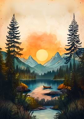 Sunset Mountain Lake