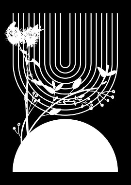 Floral Silhouette with Arched Lines