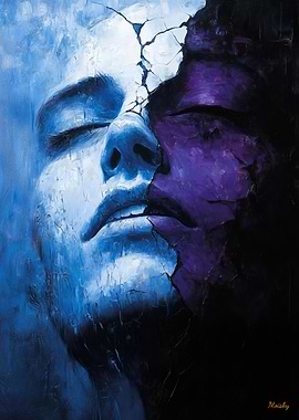 Fractured Duality – Surreal Portrait of Light and Shadow