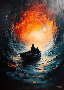 Into the Abyss Surreal Lone Boatman