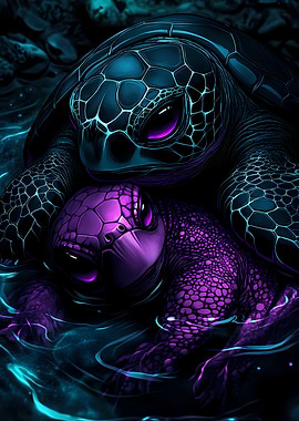 Neon Turtle Duo