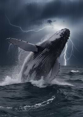 Humpback Whale Leaping Storm