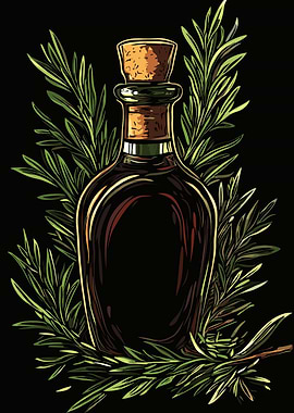 Balsamico Bottle and Rosemary