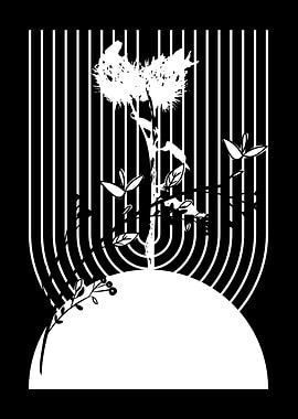 Black and White Floral Art