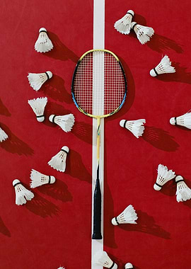 Badminton Racket and Shuttlecocks