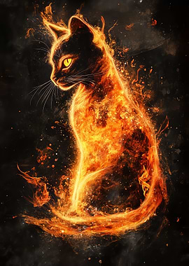 Fiery Cat in Flames