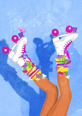 Roller Skates with Flowers