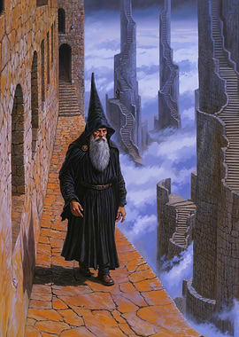 Wizard walking in the Sky Fortress