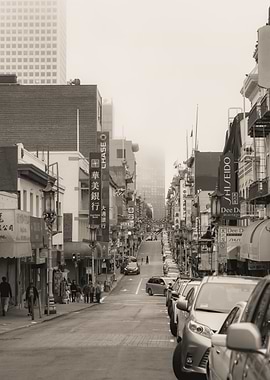 Foggy Chinatown Street