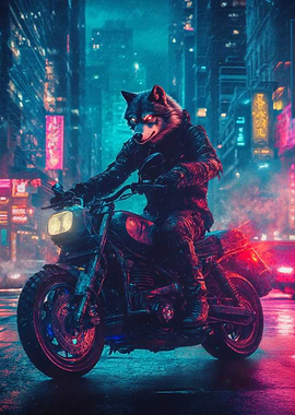 Wolf Rider in Neon City