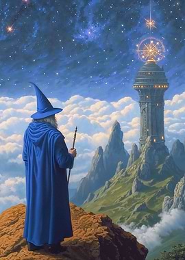 Wizard Gazing at the Eldritch Observatory