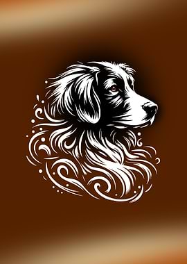 Dog Portrait with Floral Design