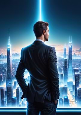 Man in Suit Cityscape