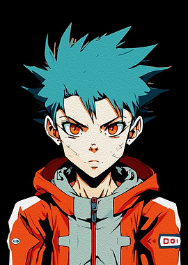 Anime Boy with Blue Hair