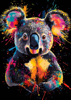 Colorful Koala Portrait