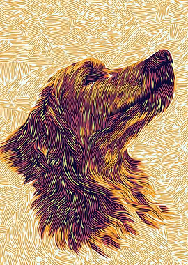 Golden Retriever Line Art, Golden Retriever Portrait