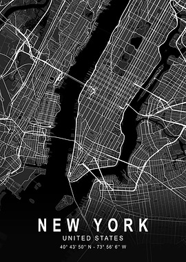 New York Dark City Map