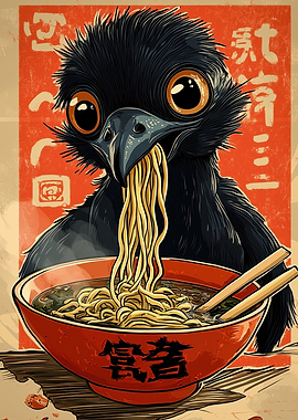 Emu Eating Ramen