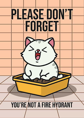 Cat Bathroom Reminder Poster