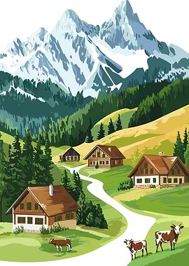 Alpine Village Illustration