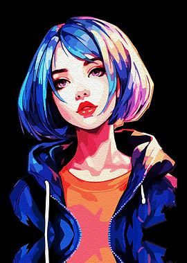 Anime Girl with Blue Hair