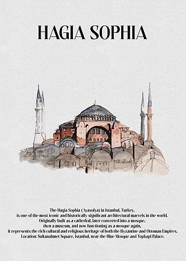 Hagia Sophia Watercolor Illustration