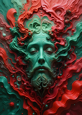 Abstract Face in Swirls