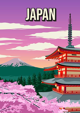 Japan Landscape Travel Poster