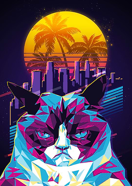 Grumpy Cat 80s Retro