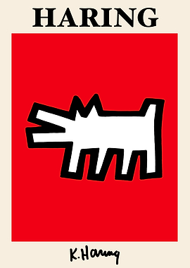 Haring Dog Print