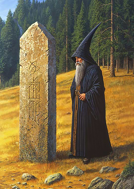 Wizard by rune stone