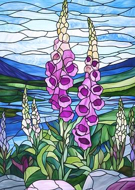 Stained Glass Foxgloves