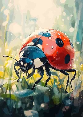 Ladybug in Dew