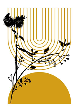 Black & Gold Floral Art
