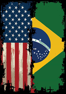 Half American And Brazilian America Brazil Brasil Flag