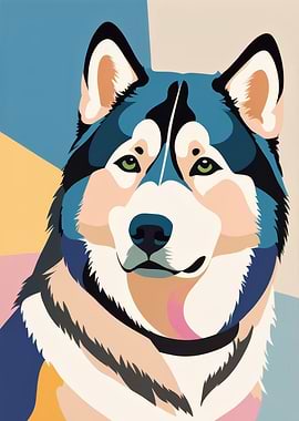 Husky Portrait in Pop Art Style