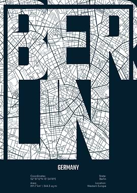 Berlin City Map Typography