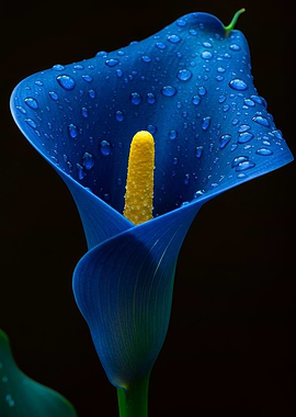 Blue Calla Lily with Dewdrops