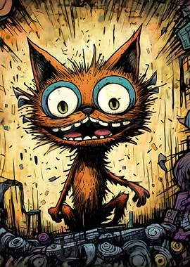 Crazy Cat Illustration