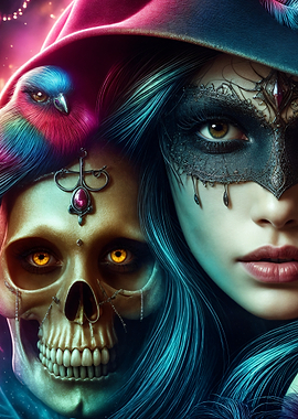 Mystical Woman with Skull