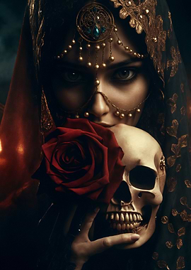 Mystical Woman with Skull