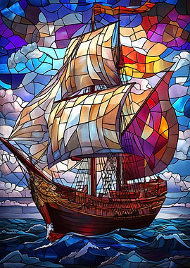 Stained Glass Ship
