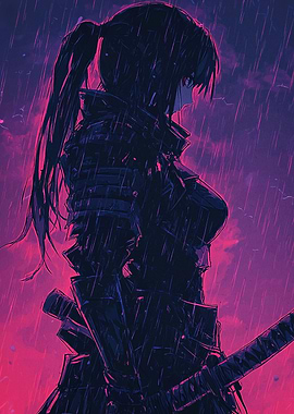 Samurai Woman in Rain