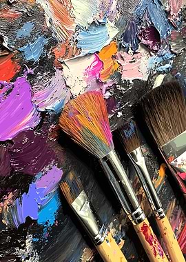 Paintbrushes on Palette