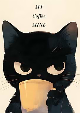 Grumpy Cat Coffee - Cat drinking coffee