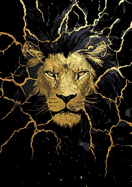 Golden Lion with Lightning