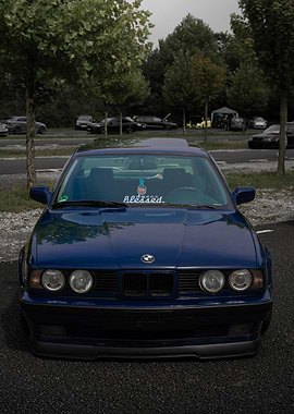 Blue BMW E34 5 Series