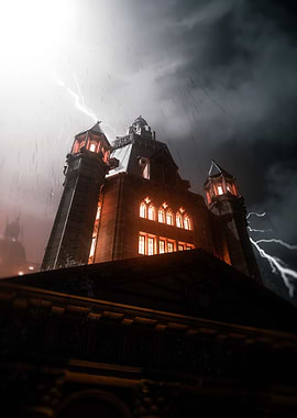 Gothic Tower in Storm
