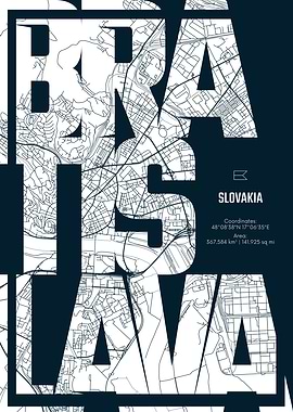 Bratislava City Map Art